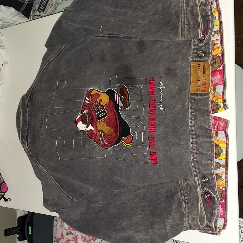 Fubu Fat Albert and the Junkyard Gang black denim jacket XL